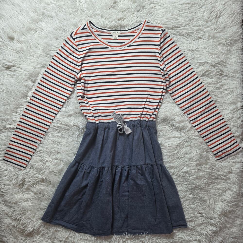J.Crew Crewcuts Girls Stripe and Chambray Fall Dress 10